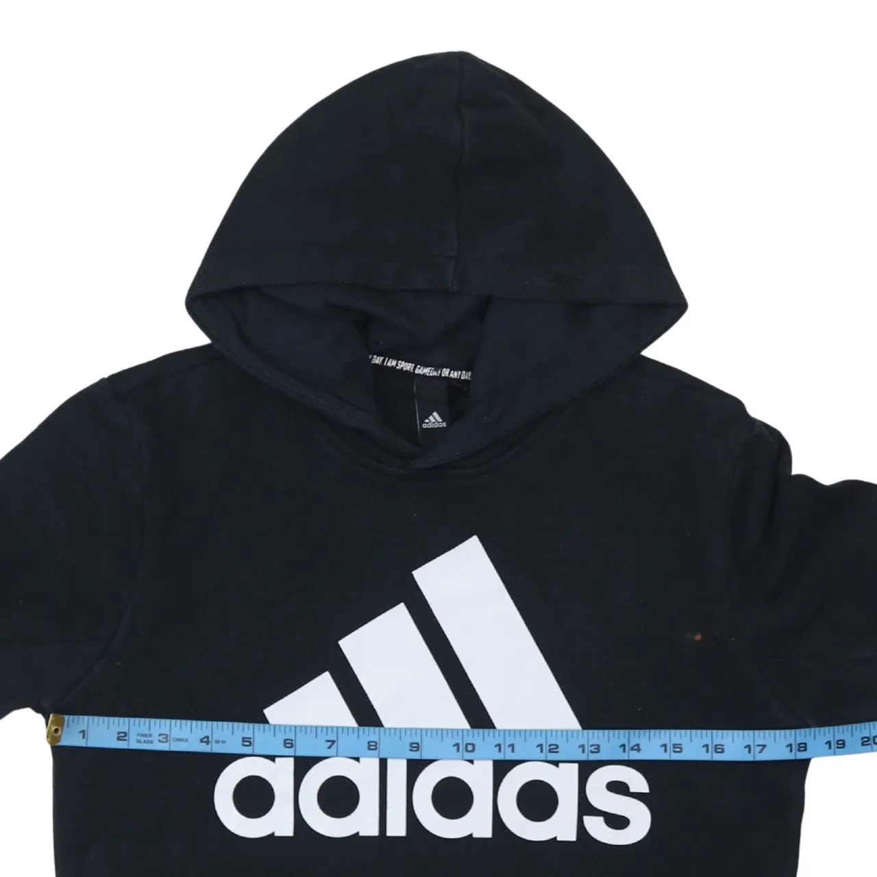 Adidas 90's Spellout Pullover Hoodie Small Black sold by Vintage Club product image thumbnail 5