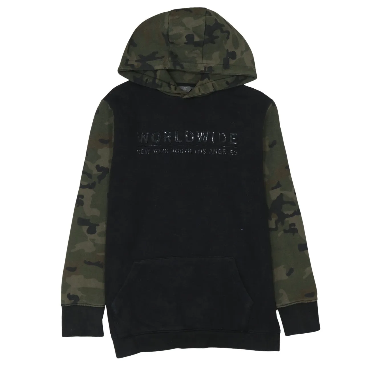 Primark 90's Camo Hooded Pullover Hoodie Small Black sold by Vintage Club