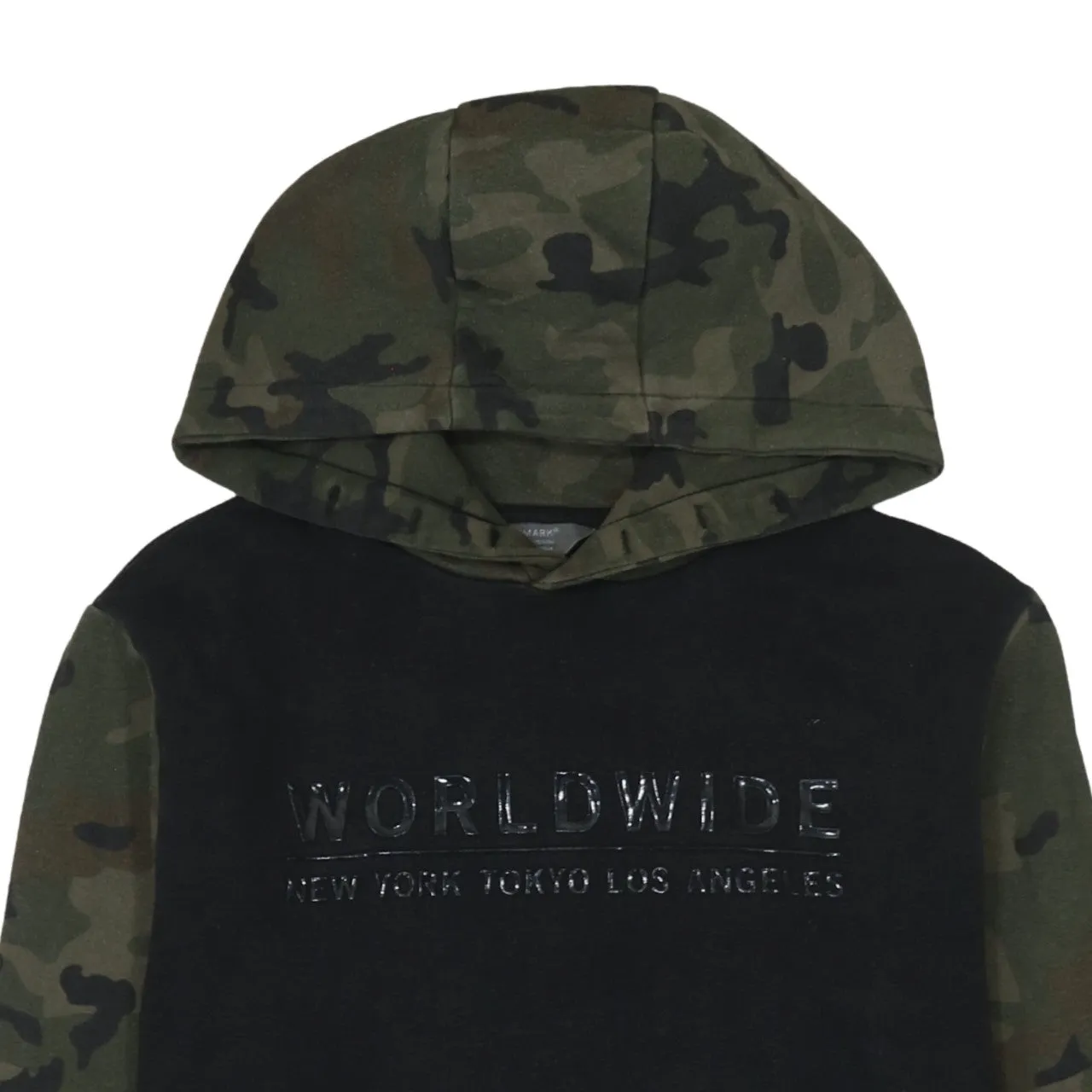 Primark 90's Camo Hooded Pullover Hoodie Small Black sold by Vintage Club product image thumbnail 3