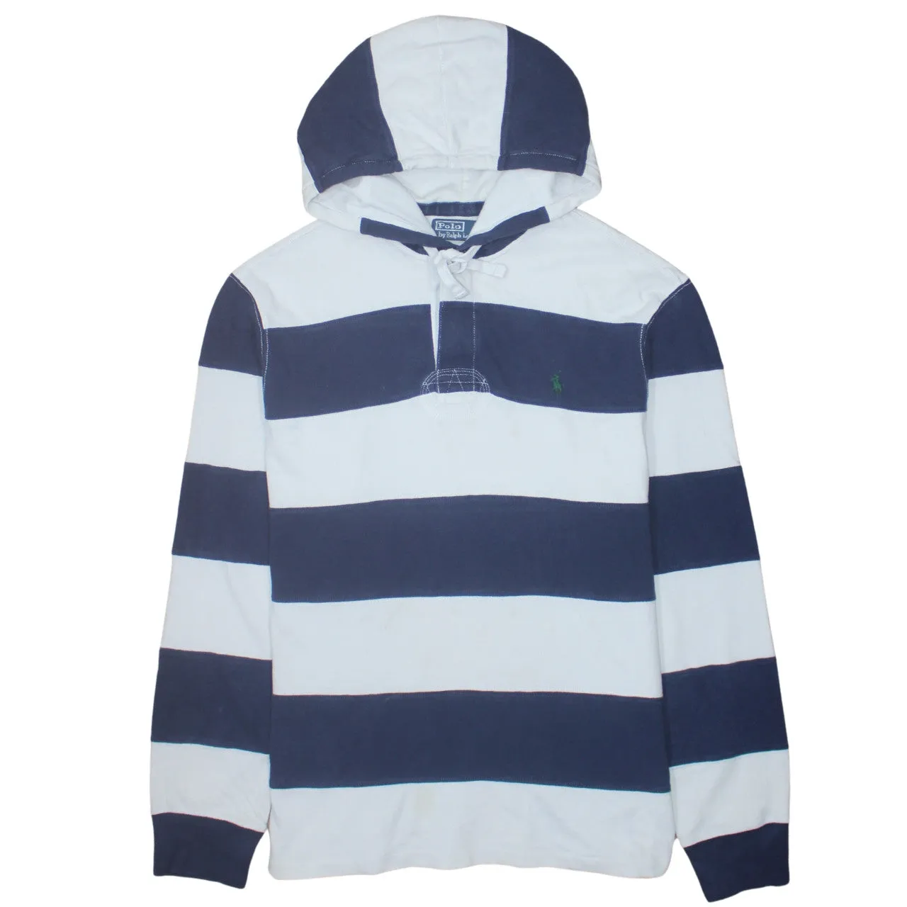 Polo Ralph Lauren 90's Lightweight Quarter Button Hoodie XLarge Navy Blue sold by Vintage Club