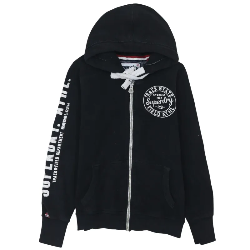 Super Dry 90's Lightweight Full Zip Up Hoodie Large Black made by Vintage Club