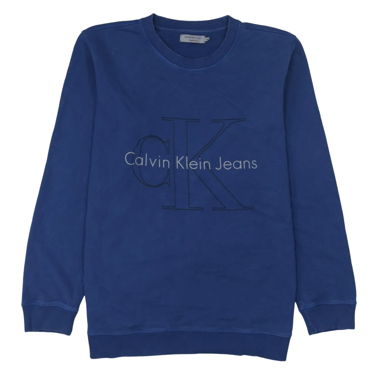 Calvin Klein 90's Spellout Crew Neck Sweatshirt XXLarge (2XL) Blue sold by Vintage Club
