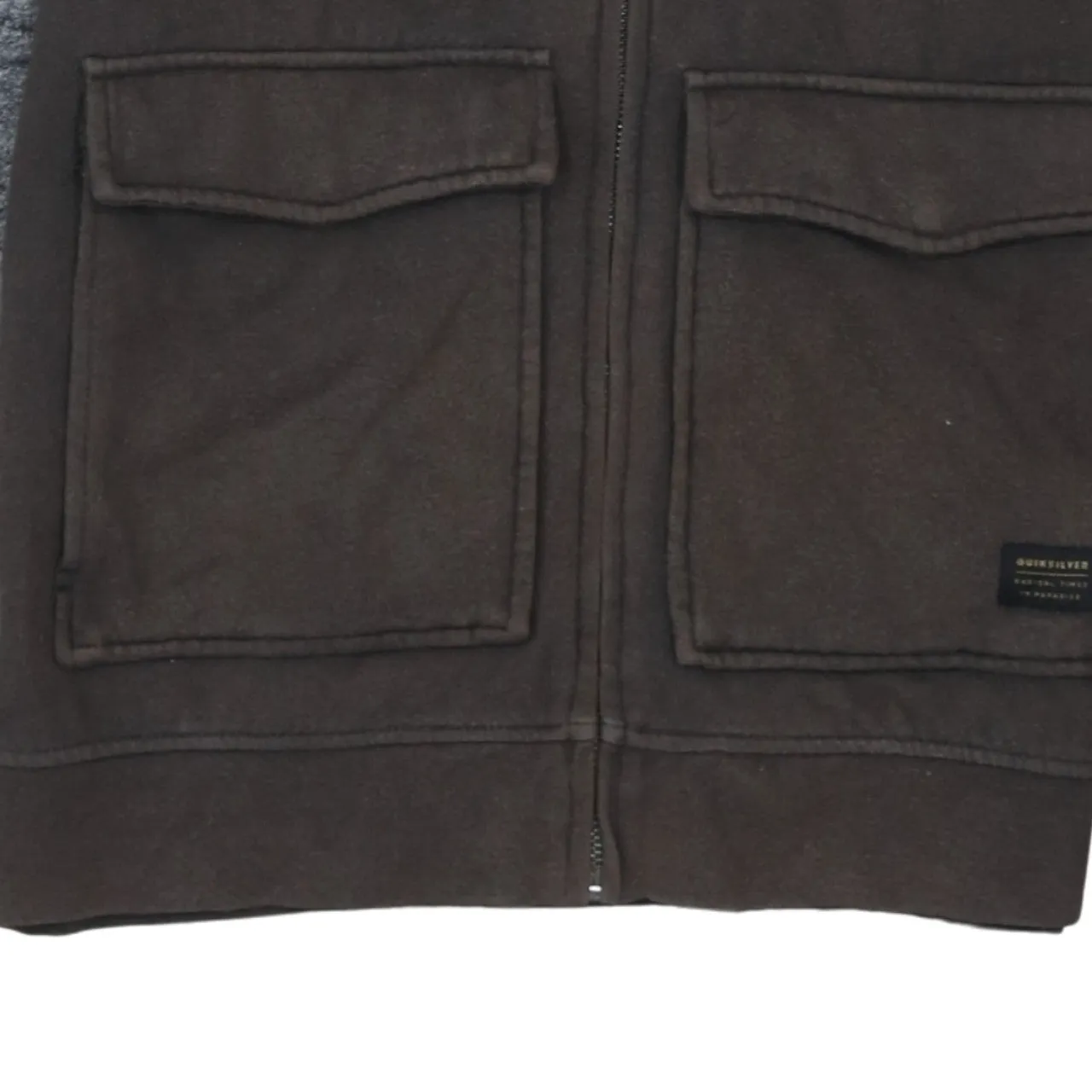 QuikSilver 90's Plain Full Zip Up Hoodie Small Brown sold by Vintage Club product image thumbnail 4