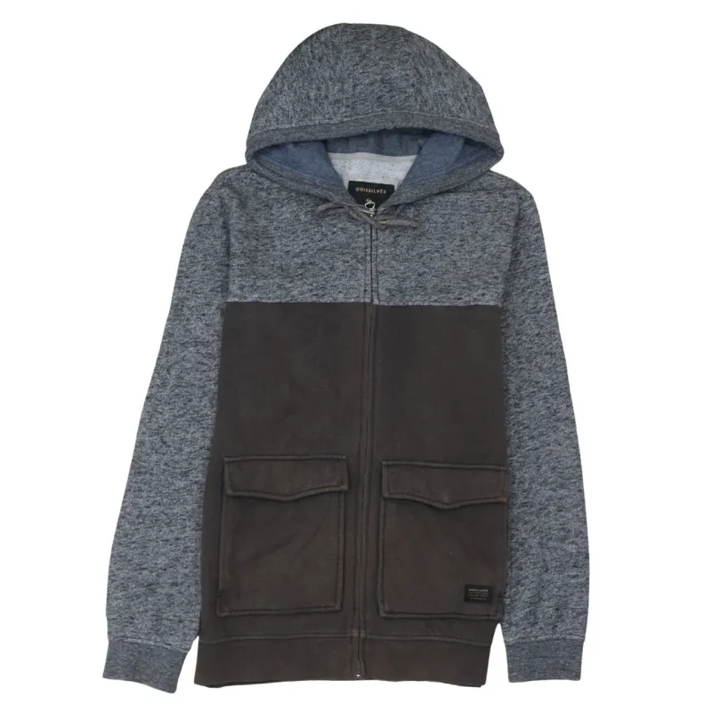 QuikSilver 90's Plain Full Zip Up Hoodie Small Brown made by Vintage Club