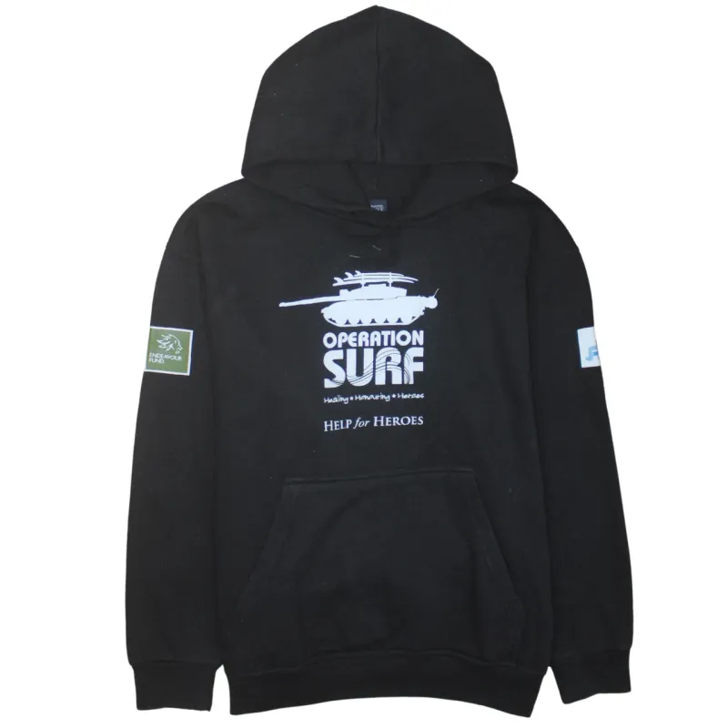 DELUXE 90's Drawstring Pockets Pullover Hoodie Large Black made by Vintage Club