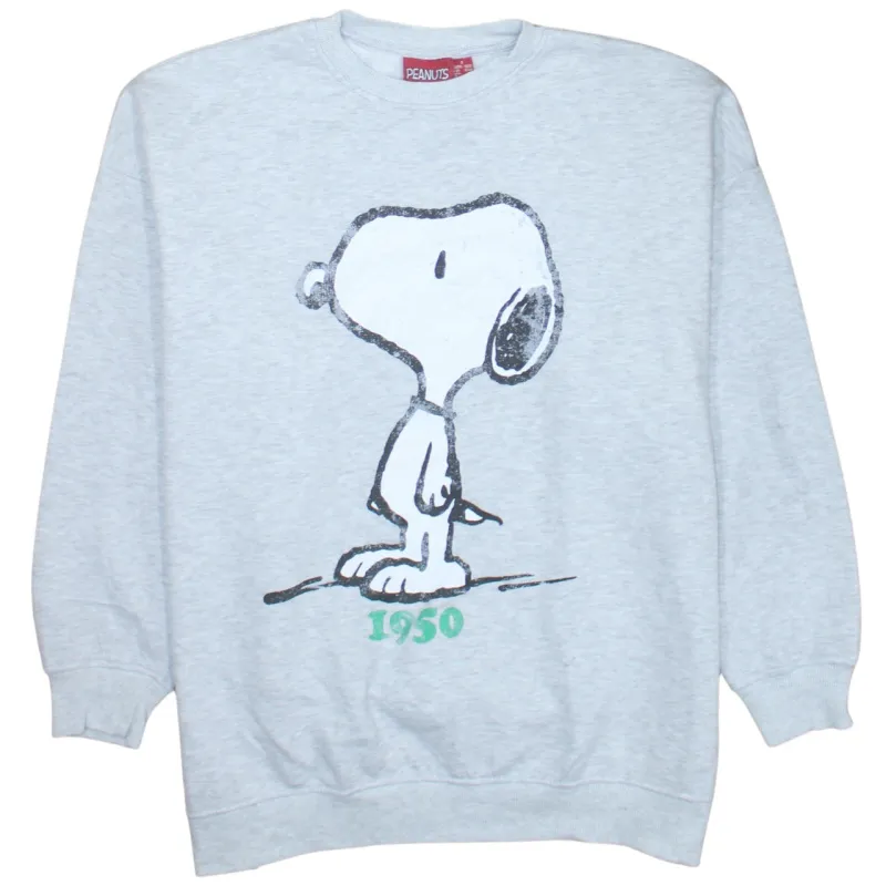 Retro 90's Peanuts Crew Neck Sweatshirt Small Grey made by Vintage Club
