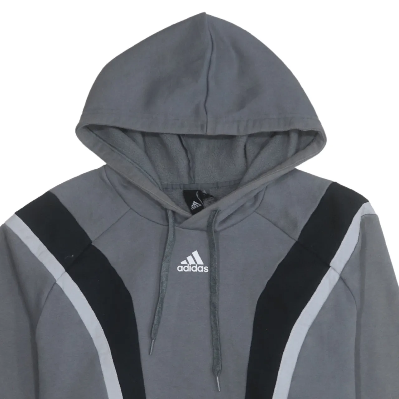Adidas 90's Drawstring Pockets Pullover Hoodie Medium Grey sold by Vintage Club product image thumbnail 3