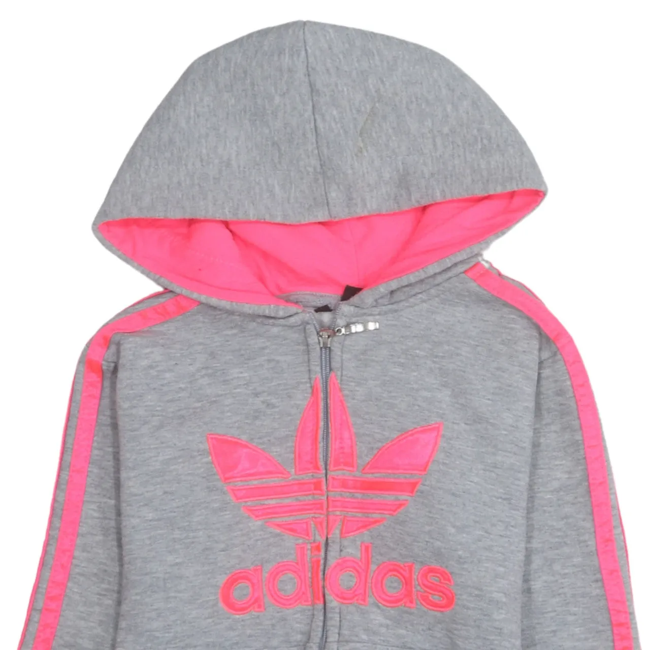 Adidas 90's Spellout Full Zip Up Hoodie XSmall Grey sold by Vintage Club product image thumbnail 3