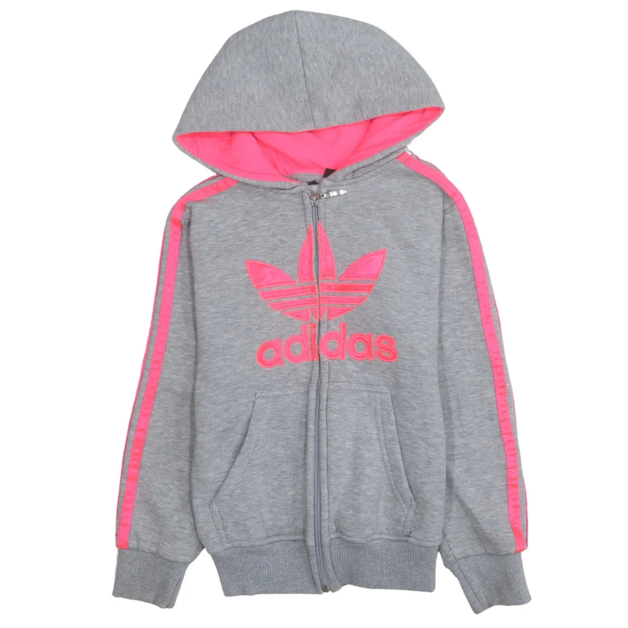 Adidas 90's Spellout Full Zip Up Hoodie XSmall Grey sold by Vintage Club