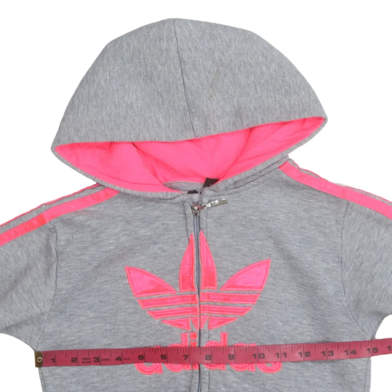 Adidas 90's Spellout Full Zip Up Hoodie XSmall Grey sold by Vintage Club product image thumbnail 5
