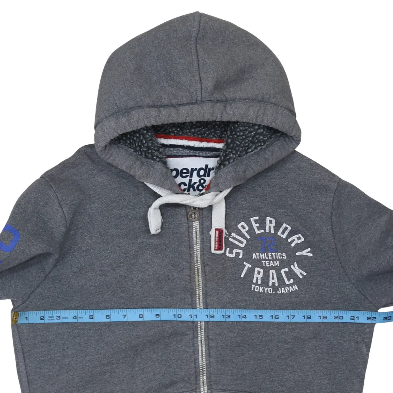 Super Dry 90's Drawstring Pockets Full Zip Up Hoodie Large Grey sold by Vintage Club product image thumbnail 5