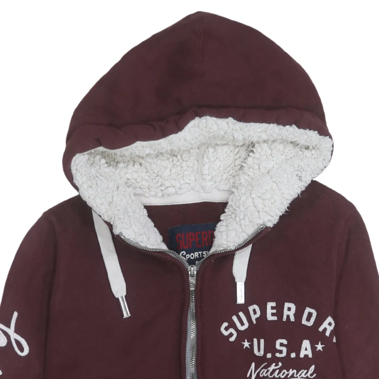 Super Dry 90's Drawstring Pockets Full Zip Up Hoodie Large Red sold by Vintage Club product image thumbnail 3