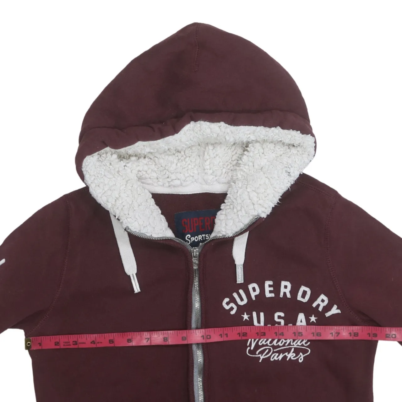Super Dry 90's Drawstring Pockets Full Zip Up Hoodie Large Red sold by Vintage Club product image thumbnail 5