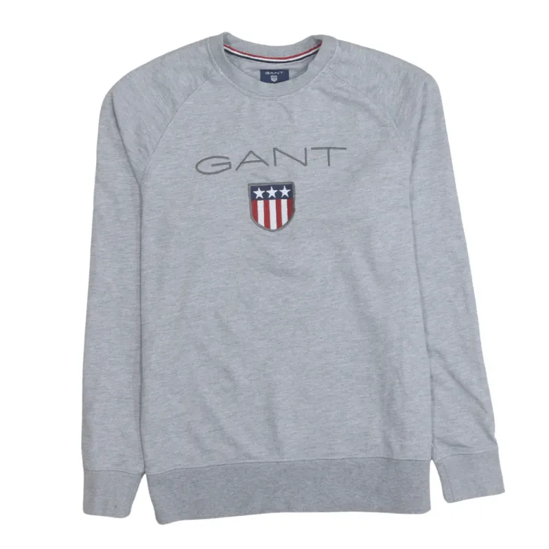 GANT 90's Spellout Crew Neck Sweatshirt Medium Grey made by Gant