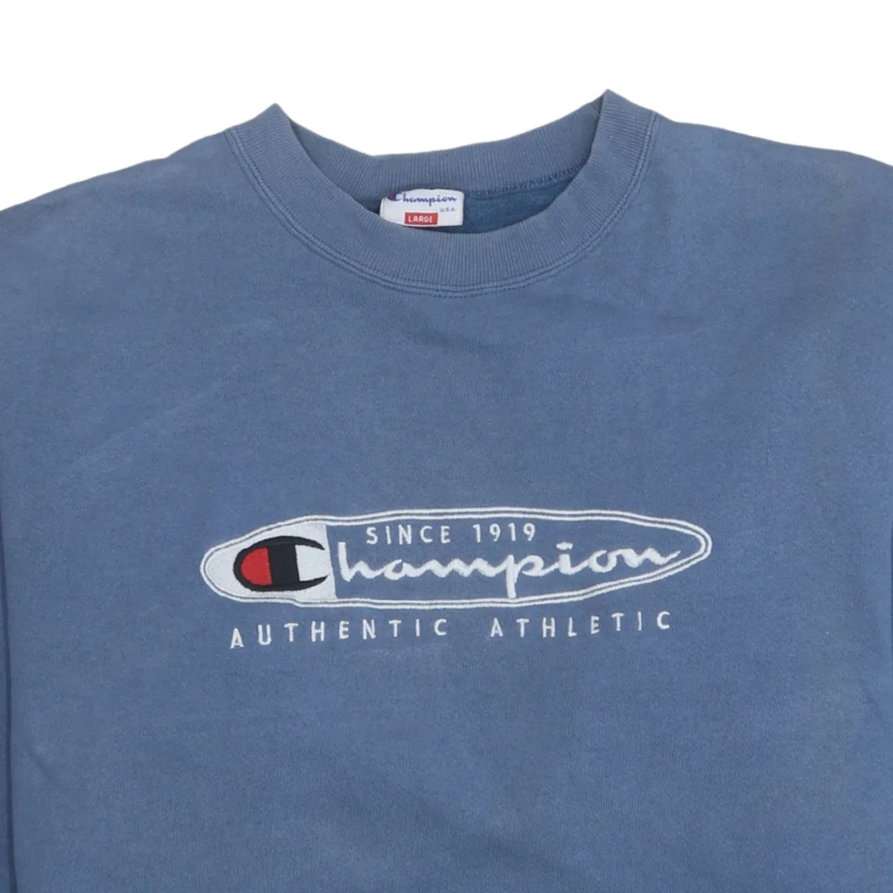 Champion 90's Spellout Crew Neck Sweatshirt Large Blue sold by Vintage Club product image thumbnail 3