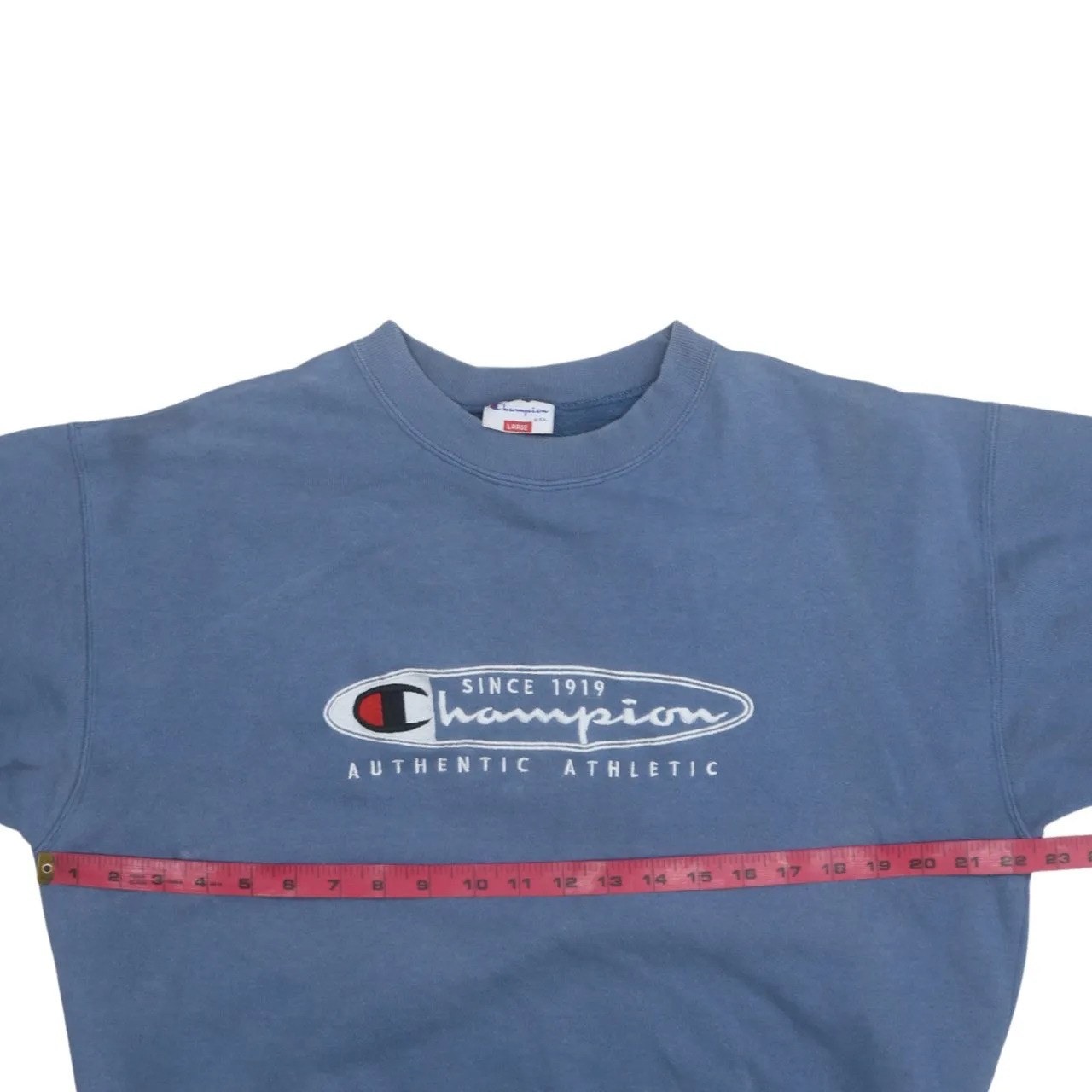Champion 90's Spellout Crew Neck Sweatshirt Large Blue sold by Vintage Club product image thumbnail 5