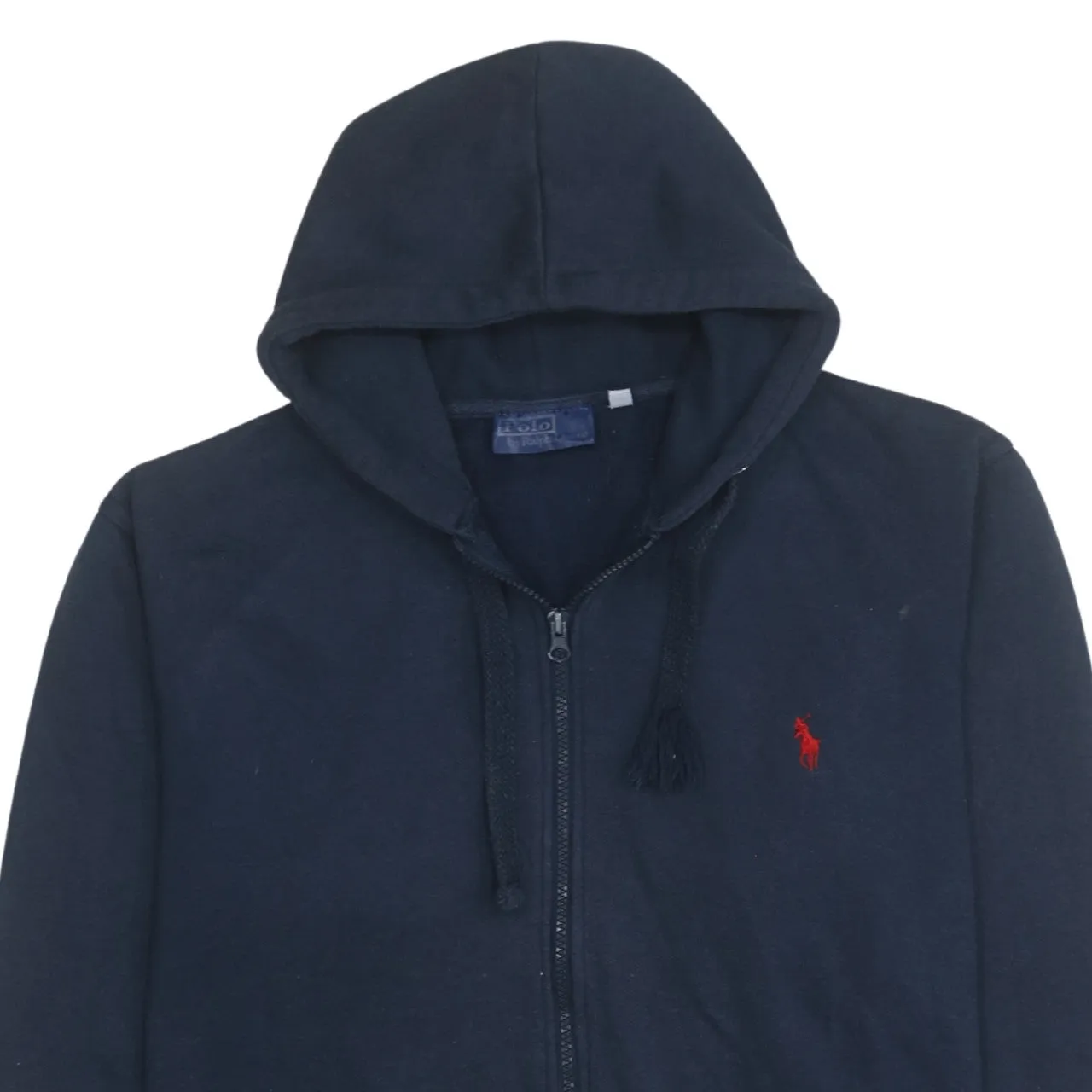 Polo Ralph Lauren 90's Drawstring Pockets Full Zip Up Hoodie Medium Navy Blue sold by Vintage Club product image thumbnail 3
