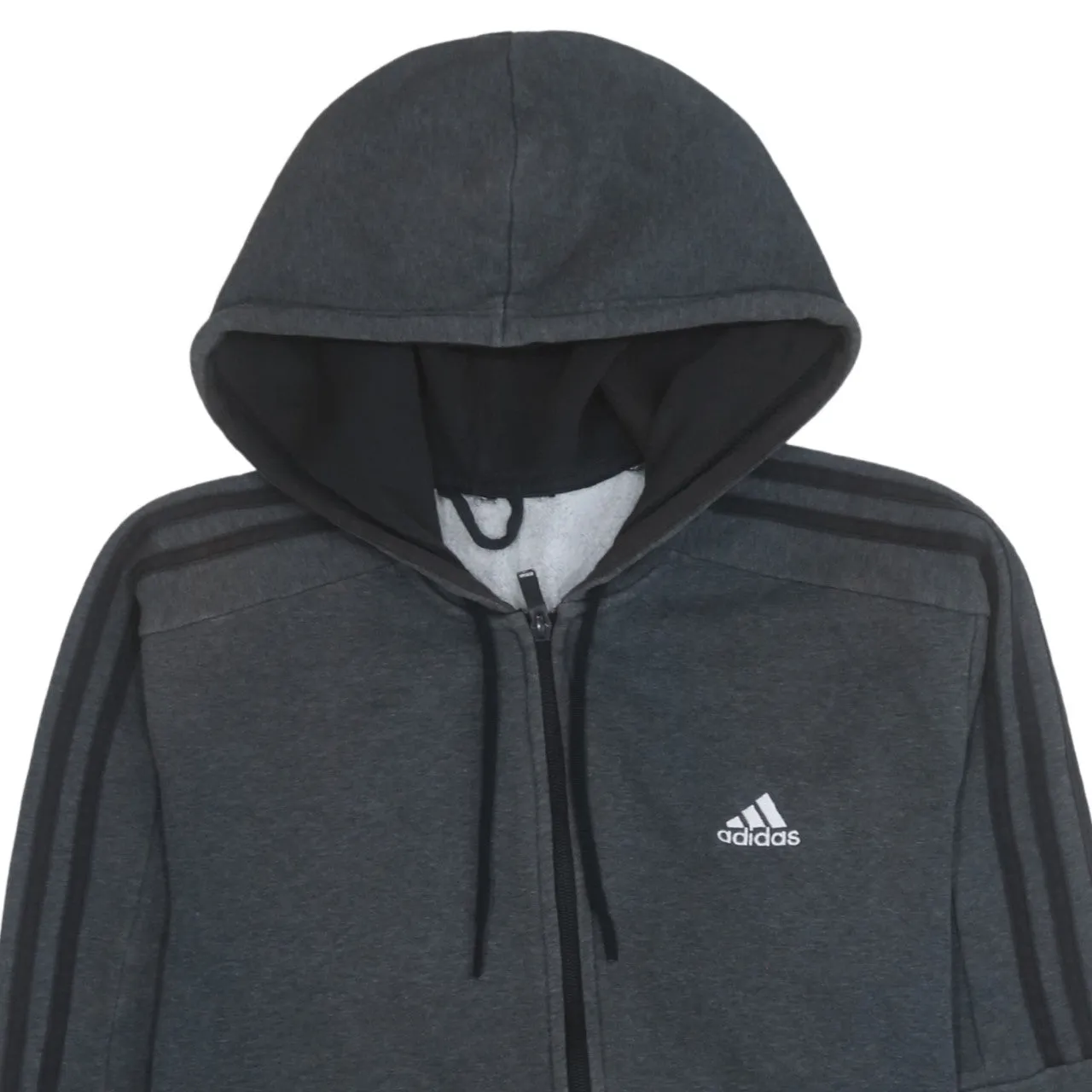Adidas 90's Striped Sleeve Full Zip Up Hoodie Medium Grey sold by Vintage Club product image thumbnail 3