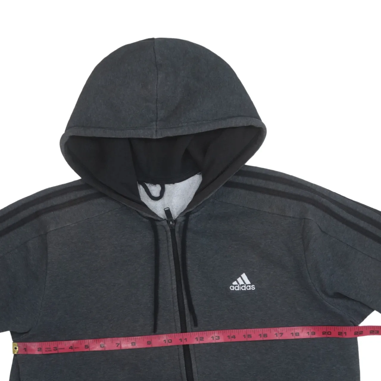 Adidas 90's Striped Sleeve Full Zip Up Hoodie Medium Grey sold by Vintage Club product image thumbnail 5