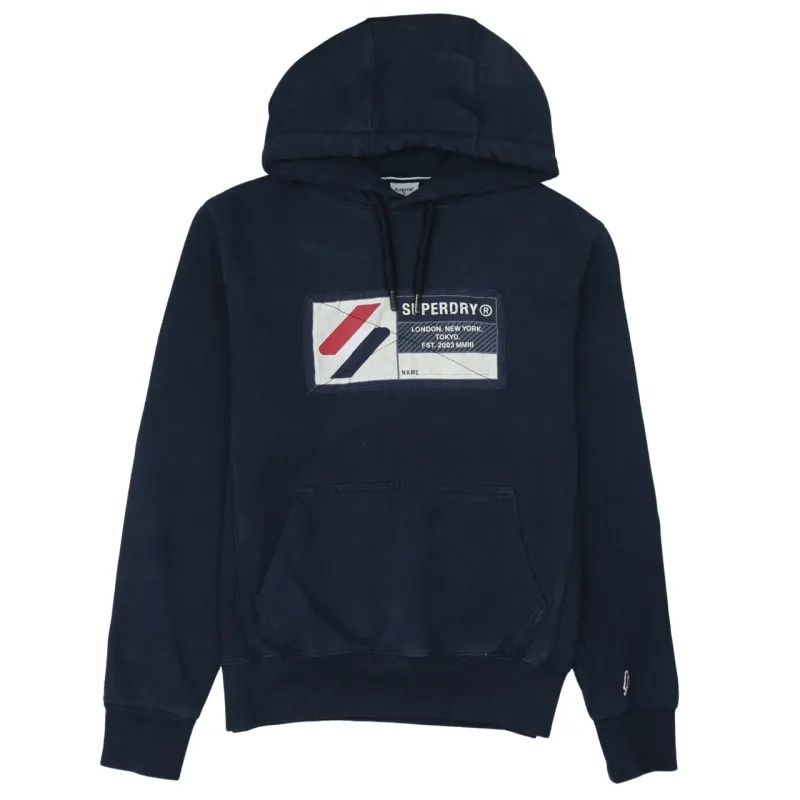 Super Dry 90's Drawstring Pockets Pullover Hoodie XLarge Navy Blue sold by Vintage Club