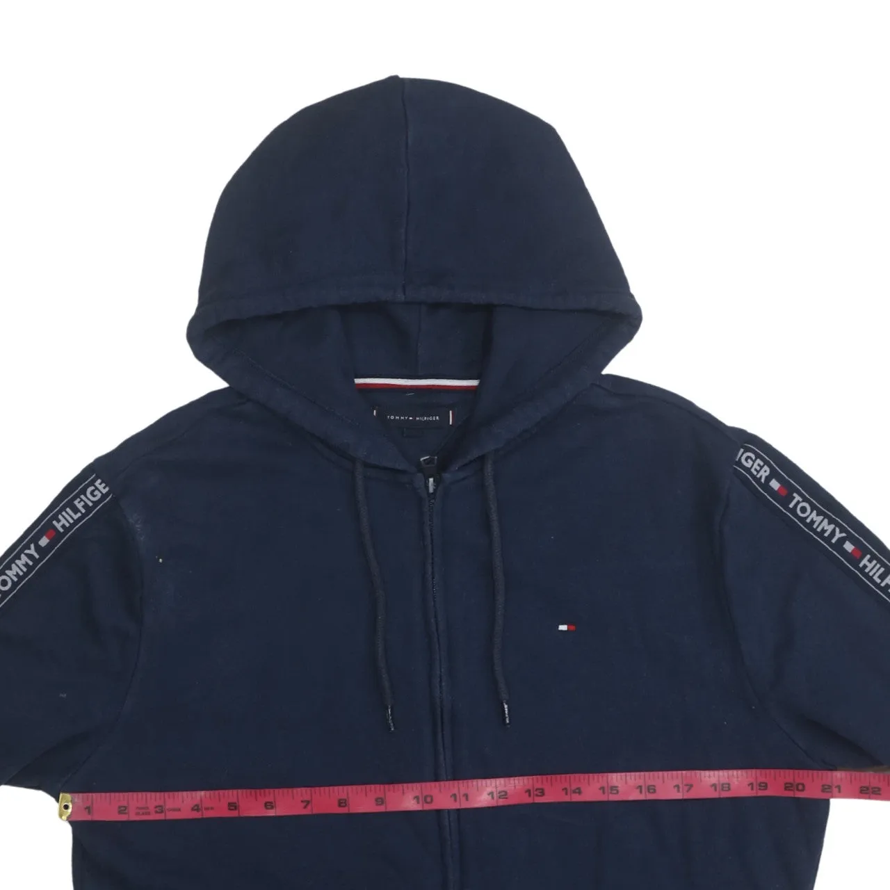 Tommy Hilfiger 90's Drawstring Pockets Full Zip Up Hoodie Large Navy Blue sold by Vintage Club product image thumbnail 5