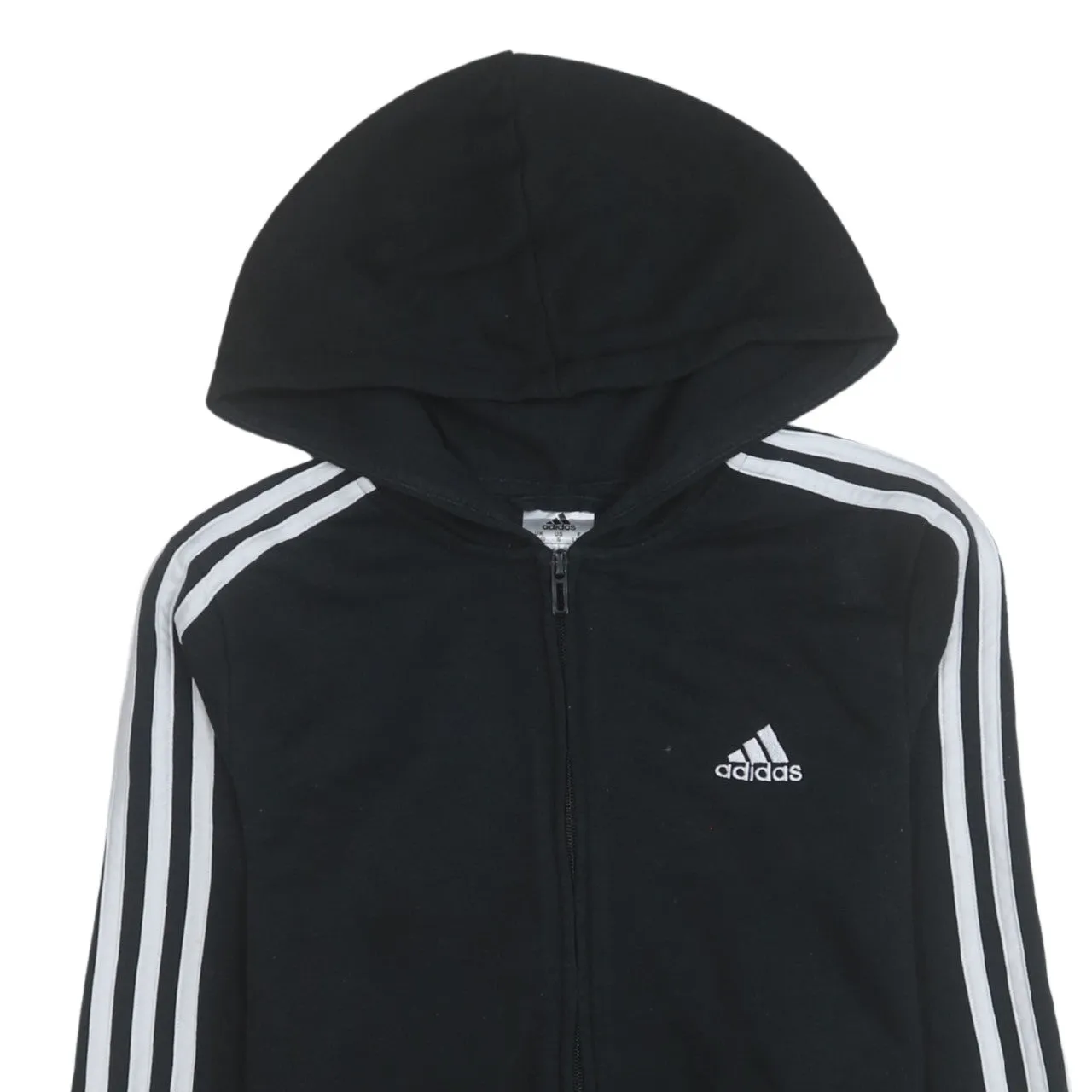 Adidas 90's Striped Sleeve Full Zip Up Hoodie Small Black sold by Vintage Club product image thumbnail 3