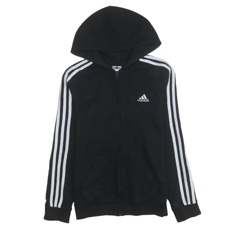 Adidas 90's Striped Sleeve Full Zip Up Hoodie Small Black sold by Vintage Club