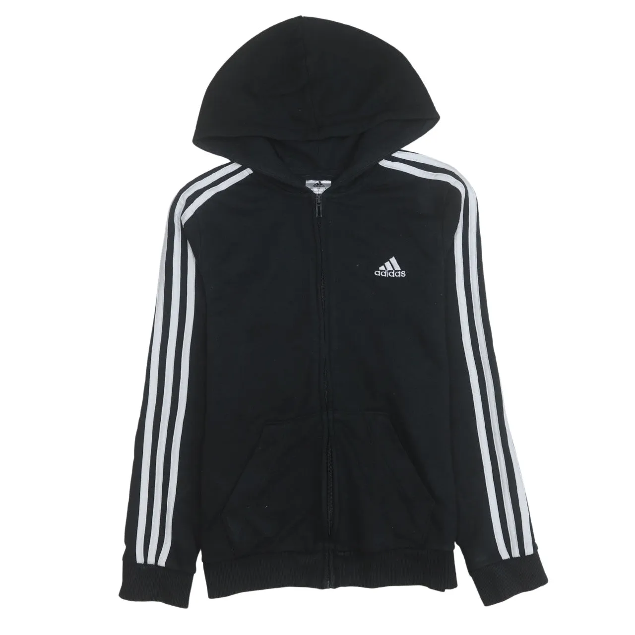 Adidas 90's Striped Sleeve Full Zip Up Hoodie Small Black sold by Vintage Club