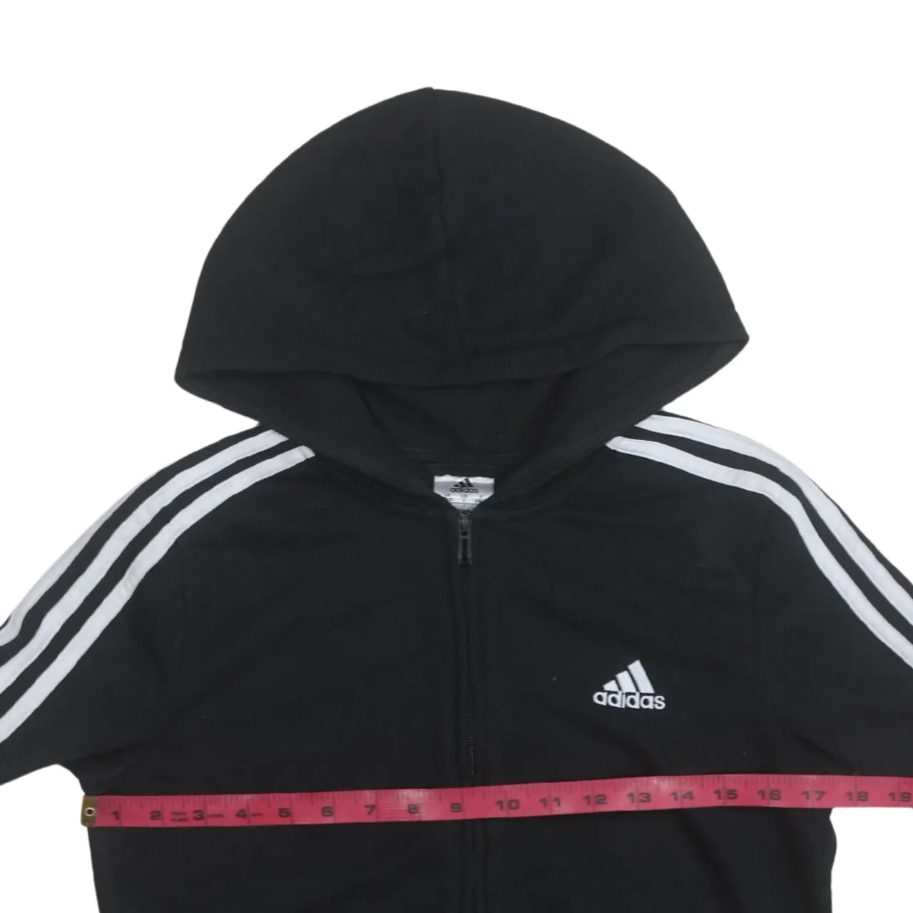 Adidas 90's Striped Sleeve Full Zip Up Hoodie Small Black sold by Vintage Club product image thumbnail 5