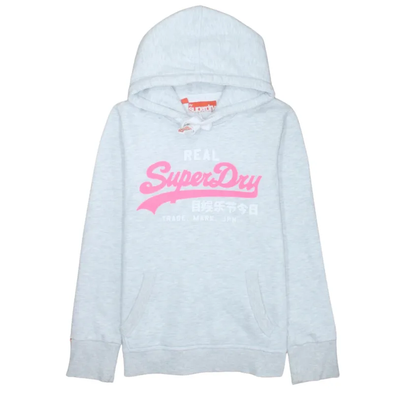 Super Dry 90's Spellout Pullover Hoodie Large Grey sold by Vintage Club