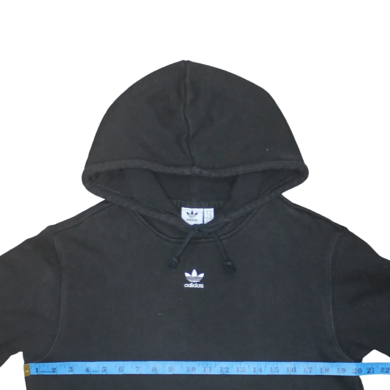 Adidas 90's Drawstring Pockets Pullover Hoodie Medium Black sold by Vintage Club product image thumbnail 5