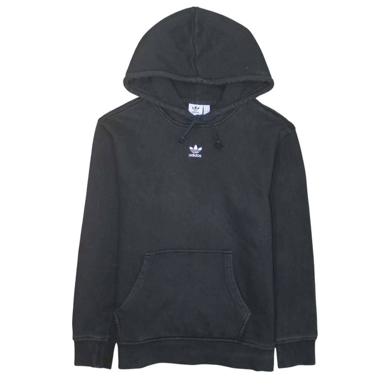 Adidas 90's Drawstring Pockets Pullover Hoodie Medium Black sold by Vintage Club