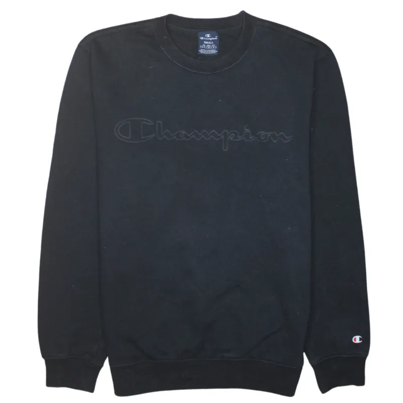 Champion 90's Spellout Crew Neck Sweatshirt Small Black made by Champion