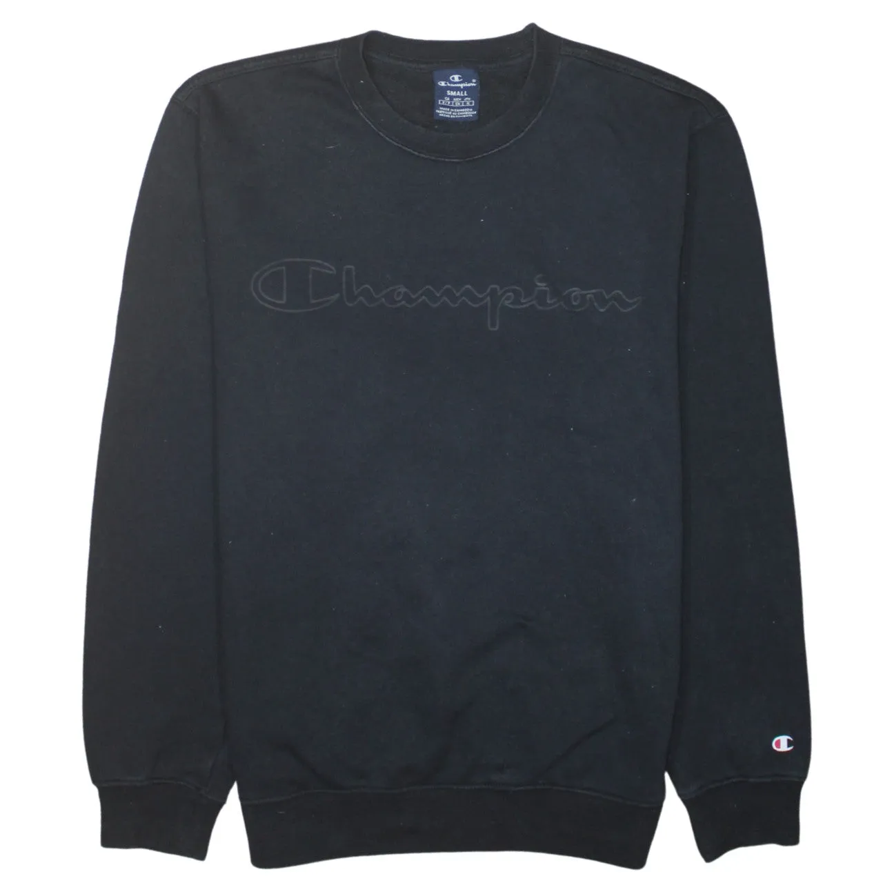 Champion 90's Spellout Crew Neck Sweatshirt Small Black sold by Vintage Club