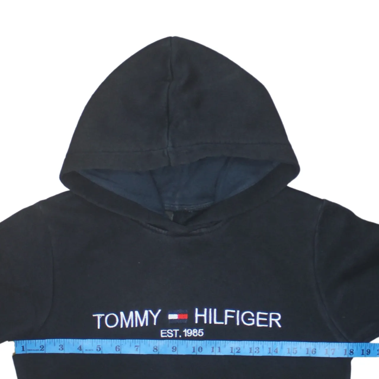 Tommy Hilfiger 90's Spellout Pullover Hoodie Small Black sold by Vintage Club product image thumbnail 5