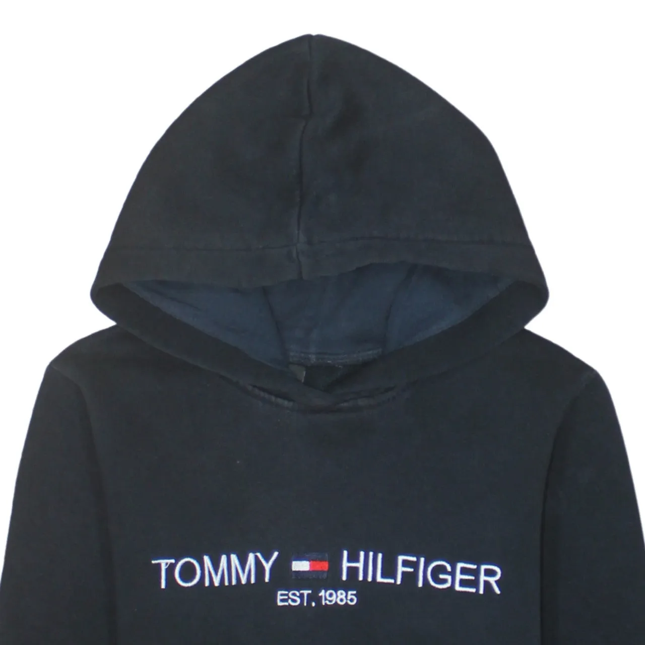 Tommy Hilfiger 90's Spellout Pullover Hoodie Small Black sold by Vintage Club product image thumbnail 3
