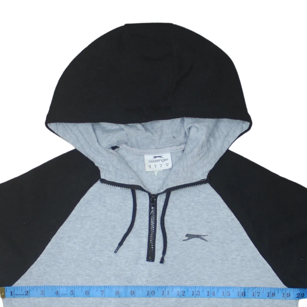 Slazenger 90's Drawstring Pockets Quarter Zip Hoodie Small Black sold by Vintage Club product image thumbnail 5