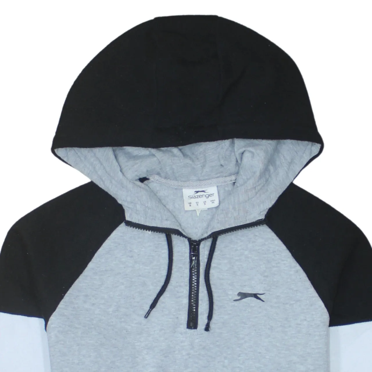 Slazenger 90's Drawstring Pockets Quarter Zip Hoodie Small Black sold by Vintage Club product image thumbnail 3