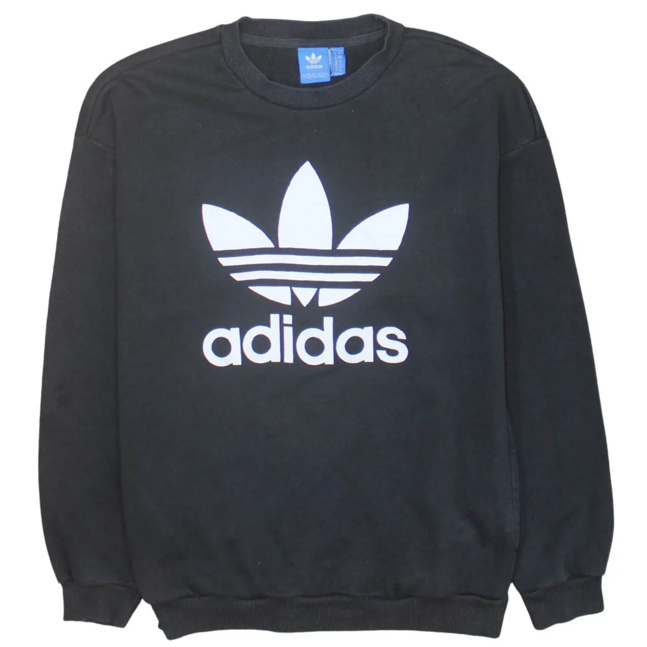 Adidas 90's Spellout Crew Neck Sweatshirt Small Black sold by Vintage Club