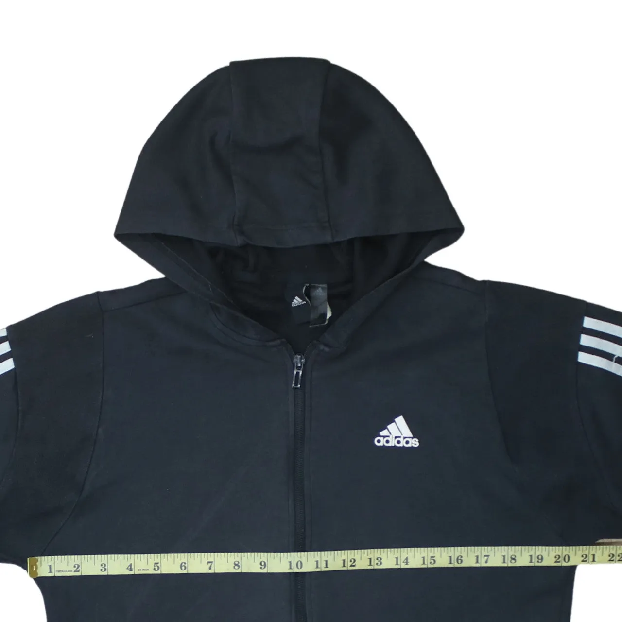 Adidas 90's Striped Sleeve Full Zip Up Hoodie Medium Black sold by Vintage Club product image thumbnail 5