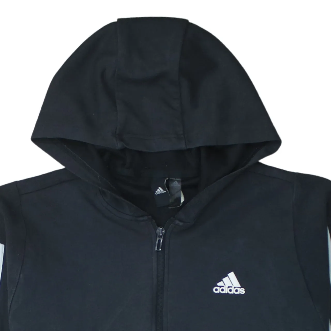 Adidas 90's Striped Sleeve Full Zip Up Hoodie Medium Black sold by Vintage Club product image thumbnail 3