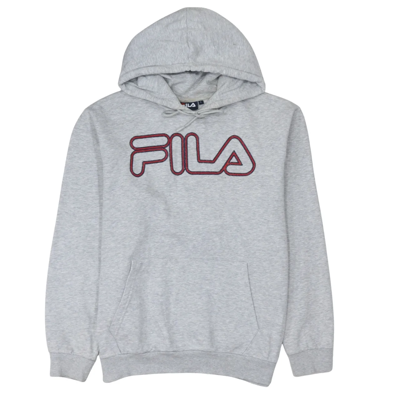 Fila 90's Spellout Pullover Hoodie Large Grey sold by Vintage Club
