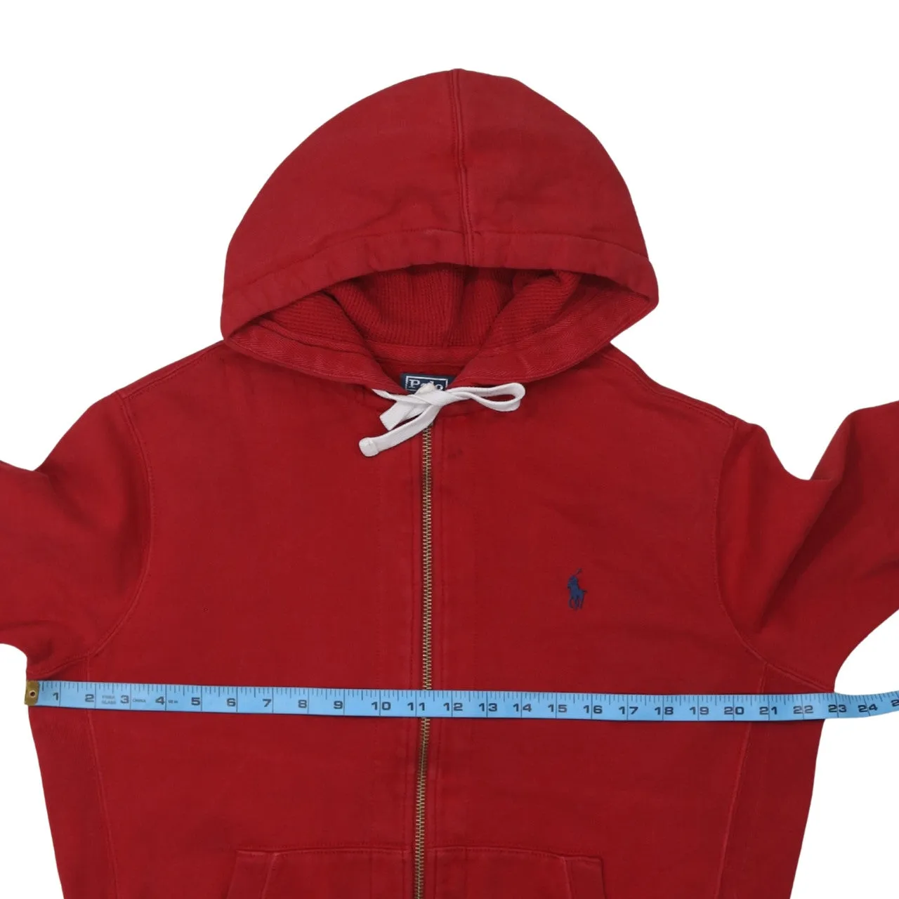 Polo Ralph Lauren 90's Drawstring Pockets Full Zip Up Hoodie Medium Red sold by Vintage Club product image thumbnail 5