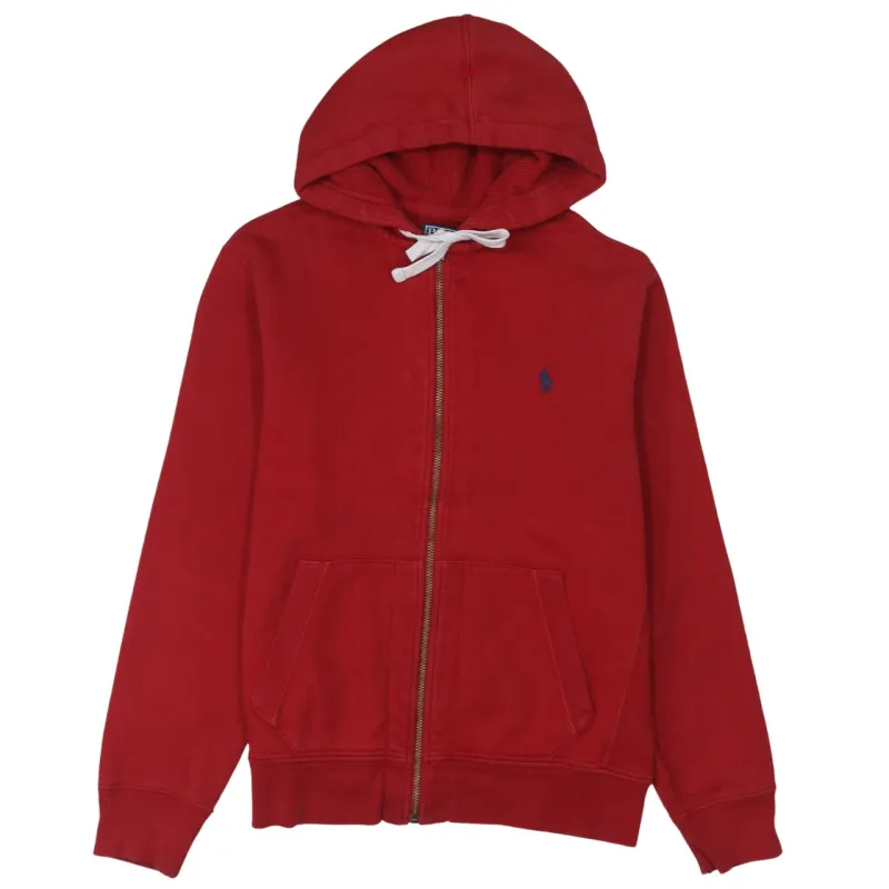 Polo Ralph Lauren 90's Drawstring Pockets Full Zip Up Hoodie Medium Red made by Polo by Ralph Lauren