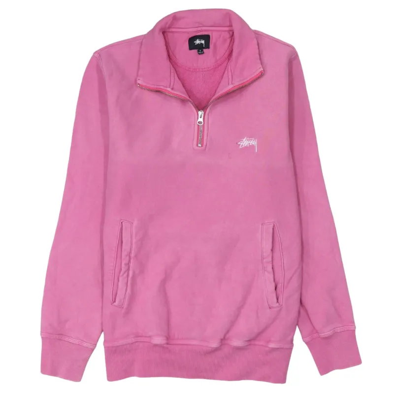 Stussy 90's Lightweight Quarter Zip Sweatshirt Small Pink sold by Vintage Club