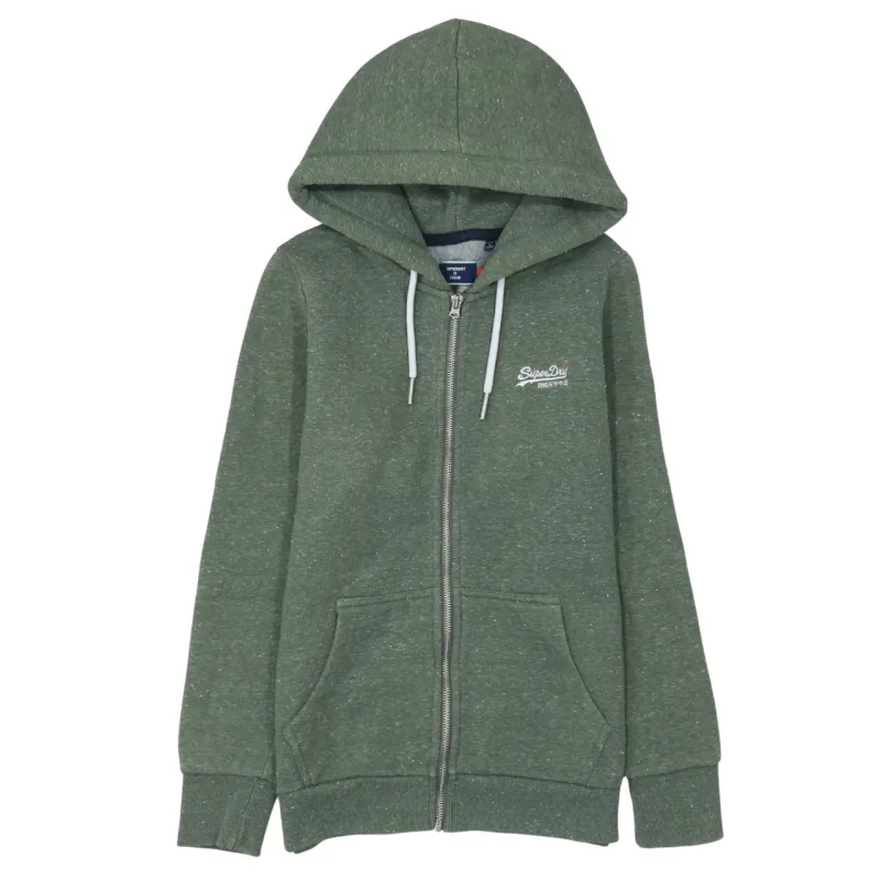 Super Dry 90's Drawstring Pockets Full Zip Up Hoodie XSmall  Green sold by Vintage Club