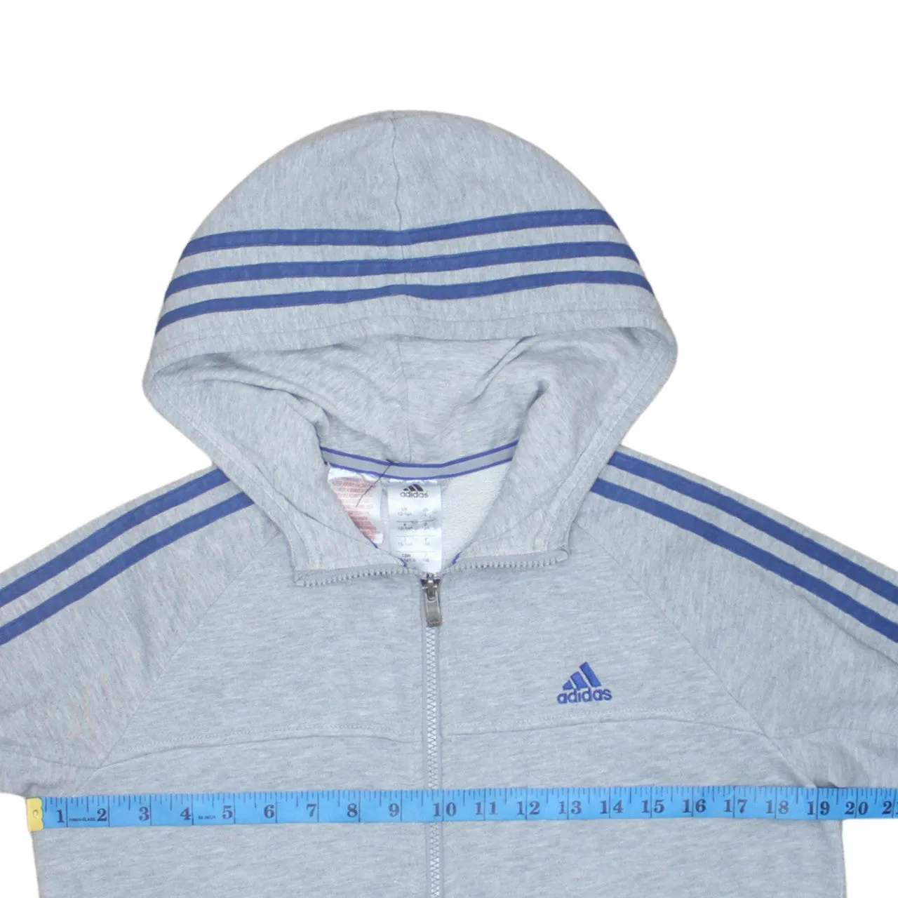 Adidas 90's Striped Sleeve Full Zip Up Hoodie Large Grey sold by Vintage Club product image thumbnail 5
