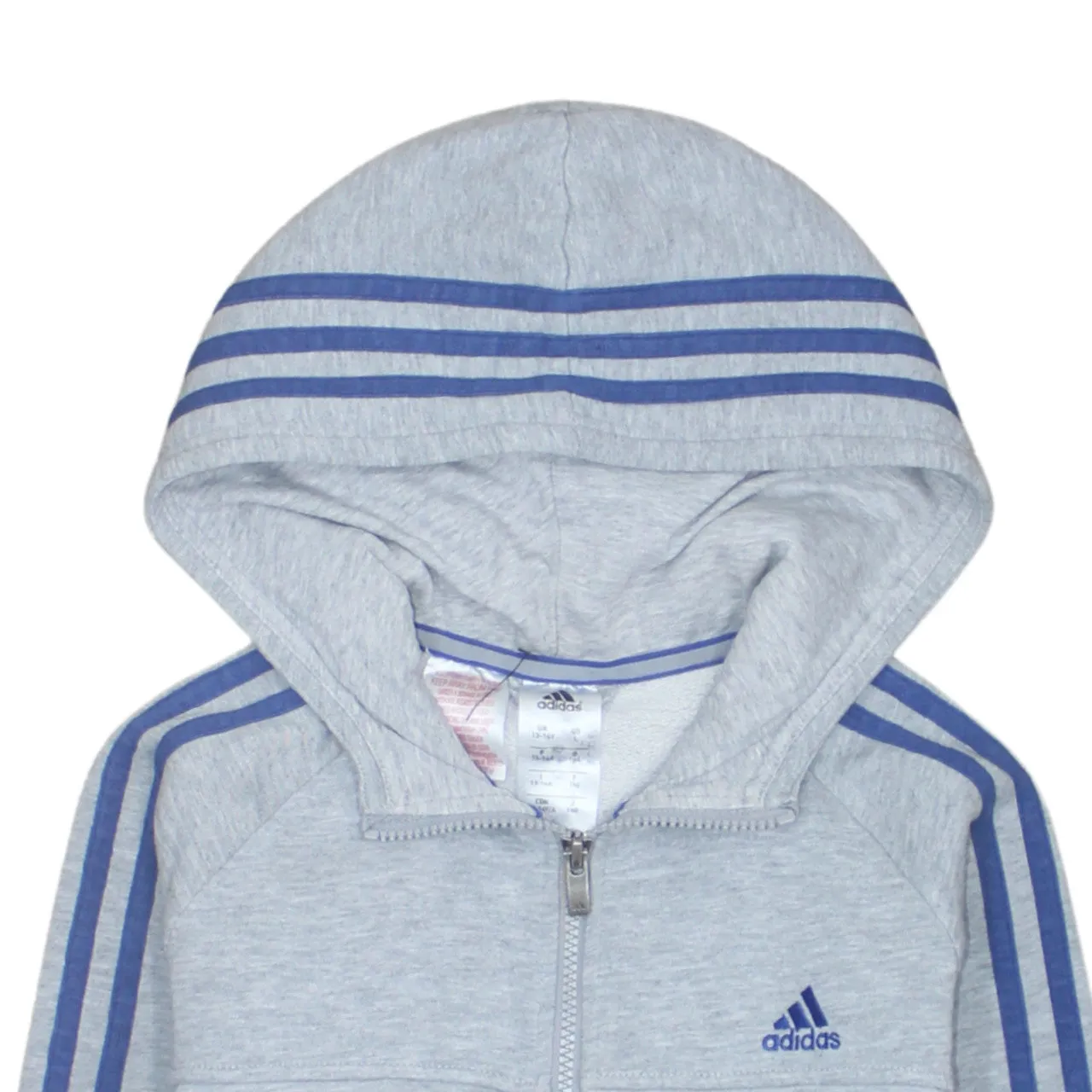Adidas 90's Striped Sleeve Full Zip Up Hoodie Large Grey sold by Vintage Club product image thumbnail 3