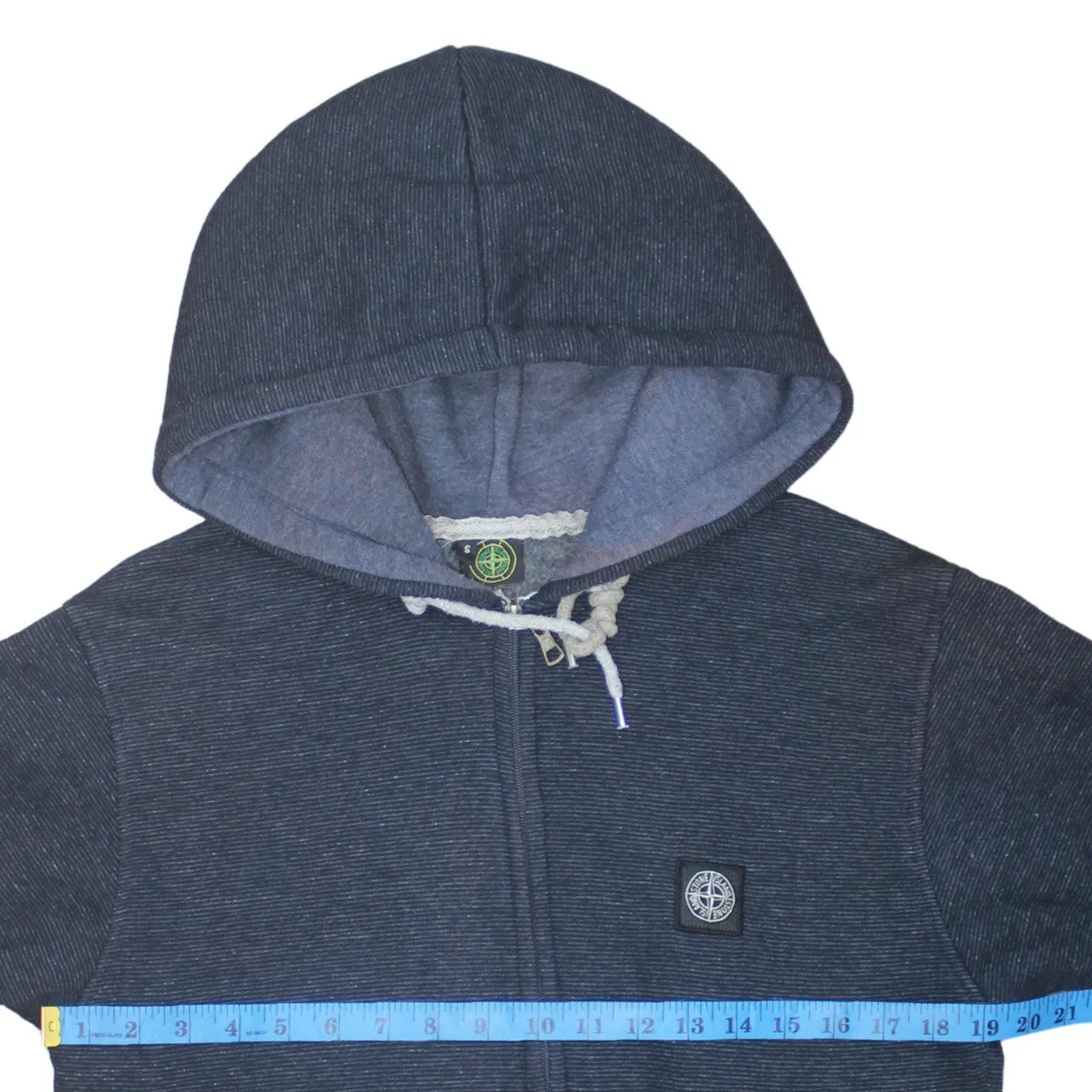 Stone Island 90's Drawstring Pockets Full Zip Up Hoodie Small Navy Blue sold by Vintage Club product image thumbnail 5