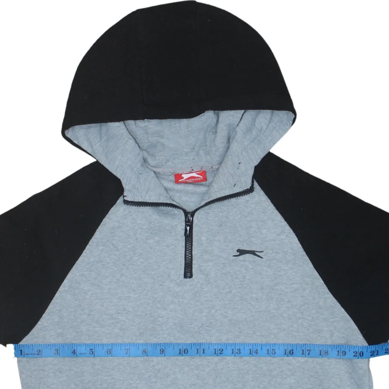 Slazenger 90's Drawstring Pockets Quarter Zip Hoodie Medium Black sold by Vintage Club product image thumbnail 5